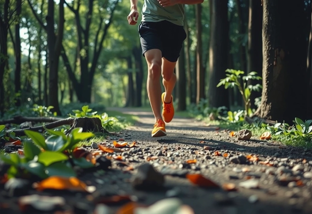 Athlete on running trail